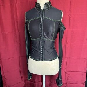 Vintage Lip Service ‘Vice’ mesh spiked cyber goth rave cold shoulder